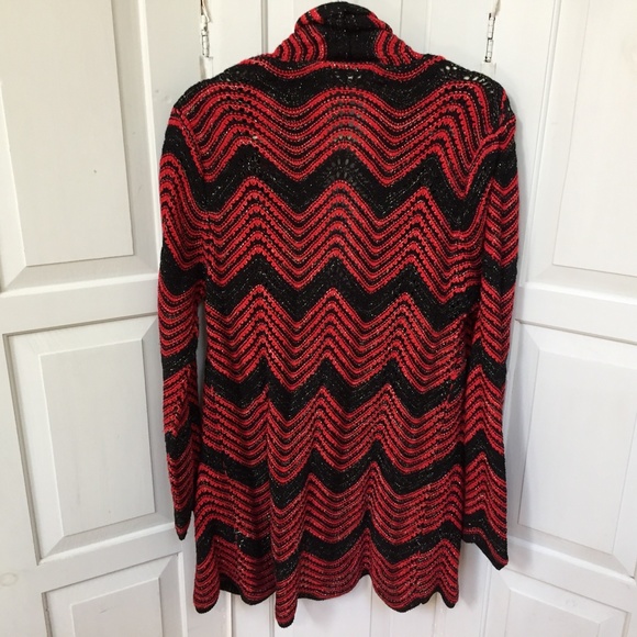 Bella Berry Red & Black Chevron Sweater w/ Silver Sparkle - Picture 13 of 16